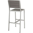 Modway Shore Outdoor Patio Aluminum Armless Bar Stool - Silver Gray - Set of 2-Black Plastic Foot Caps