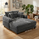 HOMCOM 60" Oversized Upholstered Chaise Lounge Sofa Bed - Grey-Its modern design effortlessly complements any living room or apartment decor