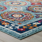 Modway Entourage Odile Distressed Floral Moroccan Trellis Area Rug - 5 ft W x 8 ft L - Blue Red Orange Yellow-100% Frise Polypropylene