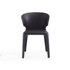 Manhattan Comfort - Lot de 2 chaises de salle à manger Conrad 52 cm style mid-century modern, revêtement en similicuir noir-Couture raffinée avec dossier profilé