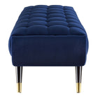 Modway Adept 60" Performance Velvet Bench - Midnight Blue-Gold Metal Foot End Caps