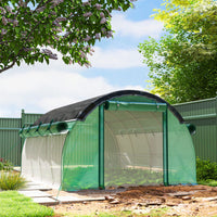 Outsunny Walk-in Tunnel Greenhouse with Sunshade Net - Roll-up Mesh Sidewalls - 2 Doors & 8 Windows- 140 gsm PE cover allows 85% sunlight in
 
