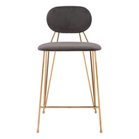 Zuo Georges Counter Stool - Grey/Gold - Set of 2-Soft and smooth velvet fabric