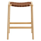 Modway - Saoirse Imitation cuir Tabouret de comptoir en bois - Brun naturel - Ensemble de 2-8