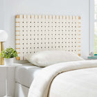 Modway Sparta Weave Wall-Mount Vegan Leather Twin Headboard - Natural Beige-Wood Frame
