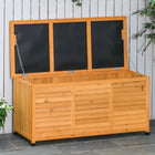 Outsunny 75 Gallon Wooden Storage Box patio Deck Box Bench-Constructed of solid fir wood with water-resistant paint for lasting use 
