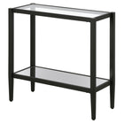 Hudson&Canal Hera 24"W Rectangular Side Table with Glass Shelf - Blackened Bronze-Tabletop and shelf each have a weight capacity of 20 lbs