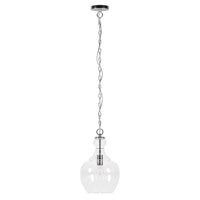 Hudson&Canal Verona 11" Wide Pendant with Glass Shade - Brushed Nickel/Clear-Mid-century modern design for your entryway, foyer, or kitchen