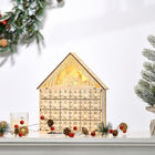 HOMCOM - Calendrier de l'avent de Noël - décoration de table de Noël en bois-Lumières LED intégrées pour illuminer cette scène de Noël  