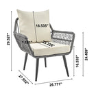 Manhattan Comfort - Ensemble de conversation moderne Portofino pour patio, 4 personnes, avec table basse - gris et crème - ensemble de 4-Coussins amovibles avec fermeture éclair Fabriqués en tissu imperméable de haute qualité Tissu lavable