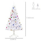 HOMCOM 5' Artificial Christmas Tree with Ornaments - White-Realistic plastic branches give a full and lush look to the tree 