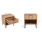 Manhattan Comfort DUMBO Modern 1-Drawer Nightstand and 3-Drawer Dresser Set - Golden Brown-Stylish Splayed Gold Metal Legs Adding Seamless Fashion Design and Durability. Leg Height: 7.32 in.