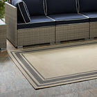 Modway Rim Solid Border Indoor/Outdoor Area Rug - 8 ft W x 10 ft L - Grey/Beige-Gripping Rubber Underside 