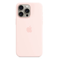 Apple Silicone Case with MagSafe for iPhone 15 Pro Max - Light Pink-The silky, soft-touch finish of the silicone exterior feels great in your hand
