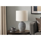 Monarch Specialties 17" H Contemporary Table Lamp - Grey Ceramic / Ivory / Cream Shade-Ideal for brightening up a nightstand, console, end or side table, this stylish lamp features a soft ivory fabric shade that diffuses light beautifully, creating a warm and inviting ambiance