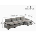 HOMCOM - Canapé en chenille en forme de L avec méridienne - gris-Le coussin d’assise à double couche avec ressorts améliore le soutien 