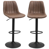 HOMCOM Microfiber Retro Tub Bar Stools with Metal Frame and Footrest - Brown - 2 Pack-Set of two chairs for a stylish and coordinated look
