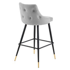 Modway Adorn Performance Velvet Bar Stool - Light Gray - Set of 2-Comes Fully Assembled