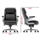 Staples - Fauteuil de bureau ergonomique en cuir reconstitué Big & Tall Randolph – Capacité de 400 lb – Noir-Siège et dossier en cuir reconstitué noir offrant une apparence épurée et professionnelle