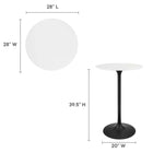 Modway Lippa 28" Round Wood Bar Table - Black White-Lacquered MDF Tabletop