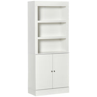 HOMCOM 72" H Kitchen Pantry, Buffet Hutch, and Bookcase Cabinet - White-Clean-out lines with wood grain appearance and raised door panels, bringing modern beauty to your kitchen, dining room, or living room 