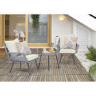 Manhattan Comfort Cannes Modern Patio 2-Person Seating Group 3-Piece Set with End Table - Grey/Cream-End Table Measures: 18.50" Length, 18.50" Depth, 17.72" Height