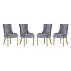 Modway Pose Performance Velvet Dining Chair - Grey - 4 Pack-Modern Accent Chair