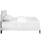 Modway Laura Vinyl Queen Platform Bed with Squared Tapered Legs - White-Wood Frame / Particleboard Panel