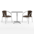 Flash Furniture – Table carrée de 27,5 po en aluminium avec 2 sièges en rotin, intérieur/extérieur (TLH28SQ020CHR2)-Table carrée