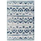 Modway - Reflect Treillis marocain en diamant abstrait Takara Tapis intérieur et extérieur de 5 pi l x 8 pi L - Ivoire et bleu-Tapis de treillis marocain en diamant vieilli