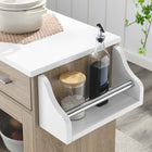 Modway Culinary Kitchen Cart With Spice Rack - Oak White-Nylon Casters With Side Lock Brakes