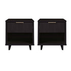 Manhattan Comfort Granville 18.11" Modern 1-Drawer Nightstand 2-Piece Set - Black-Modern-Contemporary with a taste of Glam - Nightstand for Bedroom and Living Room Use. Set of 2