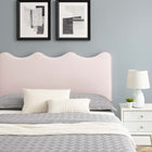 Modway Current Performance Velvet Queen Platform Bed with Black Wood Legs - Pink-Reinforced Center Beam and Support Legs