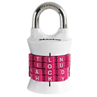 Master Lock 4-Letter Vertical Set-your-own Combination Lock-Coin-turn reset knob on bottom of lock