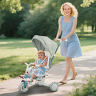 Qaba - Tricycle 7 en 1 pour tout-petits avec poignée parentale réglable et amovible - bleu-Le harnais à 5 points et la barre de protection amovible assurent la sécurité de votre bébé 