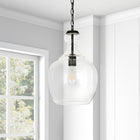 Hudson&Canal Verona 11" Wide Pendant with Glass Shade - Blackened Bronze/Clear-Includes a 6 ft. height-adjustable cord and chain