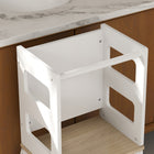 Qaba 2 in 1 Toddler Tower Kitchen Helper with Chalkboard, Safety Rail - White-Assembly required