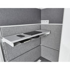 Pillar Soundproof Phone Booth - White/Grey-Height-Adjustable desk can be set at three different heights for chairs, stools, or standing