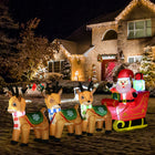 HOMCOM 4.5' Lit Inflatable Santa Claus on Sleigh and Deer Christmas Yard Decoration-Automatically inflates after power-on for easy setup 