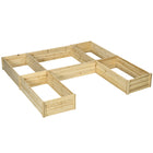 Outsunny 5-Section Wood Raised Garden Bed Kit - 91" L x 91" W x 11" H - Natural-Combine or separate the planter for different designs to suit your gardening needs 