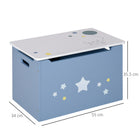 Qaba - Boîte de rangement en bois pour jouets pour enfants avec barre de maintien à gaz, banc d’assise - bleu-Un grand espace de rangement intérieur peut contenir les jouets, livres, vêtements, etc. de vos enfants  
