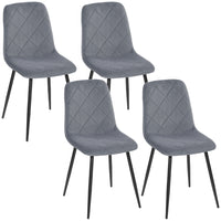 HOMCOM Dining Chairs with Metal Legs for Kitchen - Grey - Set of 4-Comes as a 4 piece set, great for family homes