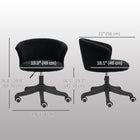 Vinsetto - Chaise de bureau sans accoudoirs en peluche avec hauteur réglable - noir-Roulettes en PU adaptées à tous types de sols : bois franc, stratifié, carrelage, ardoise, etc