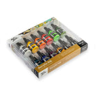Mont Marte Premium Acrylic Ink 12-Piece Set - Essential Colours-Includes 12 x 20 mL, 0.7 US fl oz bottles in a versatile palette that blends easily and mixes cleanly for more colour options