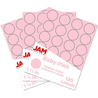 JAM Paper Round Circle Label Sticker Seals, 1 2/3 inch diameter, Baby Pink, 3 Sets of 120 (147628279g)-Size: 1.66"