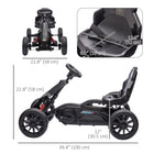 Aosom Kids Pedal Go Kart with Adjustable Seat - Black-Front swing axle and EVA wheels ride smoothly on different grounds, including cement, brick, gravel and asphalt roads 