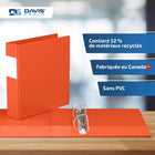 Davis Group Super économie, Reliure à anneaux en “D” inclinés 2 po, paquet de 6 – Orange-Polypropylène sans PVC