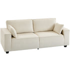 HOMCOM - Canapé 3 places en velours côtelé 86 po avec coussin à ressorts - beige-Les ressorts ensachés et la mousse épaisse d'origine assurent une douceur équilibrée et un soutien durable   