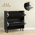 HOMCOM Narrow Shoe Storage Cabinet with Adjustable Shelves - Black-Compact design suitable for small areas