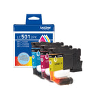 Brother Genuine LC501 3-Piece Ink Cartridge Set - Standard Yield - Cyan - Magenta - Yellow-Standard yield ink cartridge 3-pack: One each of cyan, magenta, and yellow, each cartridge prints up to 200 pages